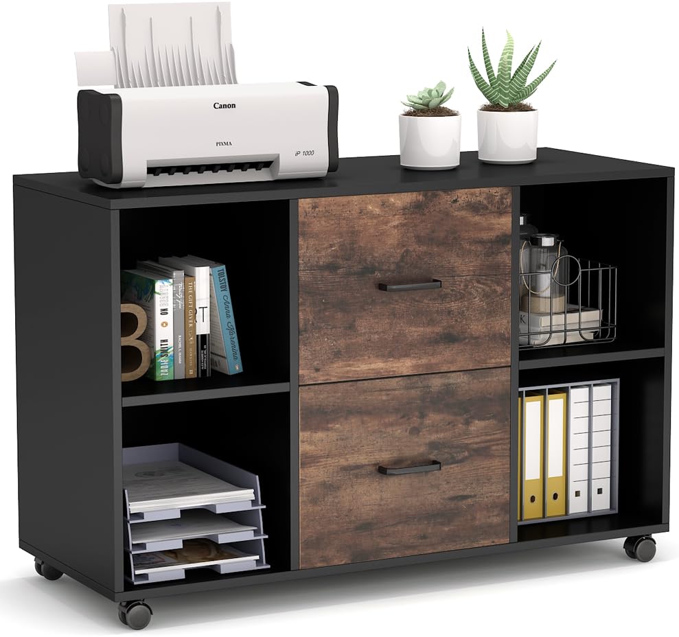 2 Drawer Wood File Cabinet with Wheels G607618