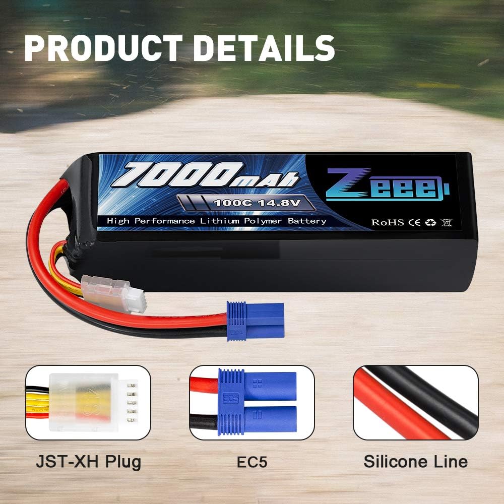 14.8V 4S 100C 7000mAh Lipo Battery with EC5 Connector 2 Pack B851862