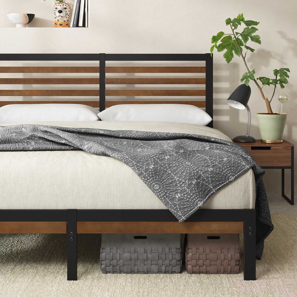 Queen Bamboo and Metal Platform Bed Frame Y484786