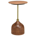 Contemporary Round Marble Top Side Table in Peach and Brown R4831