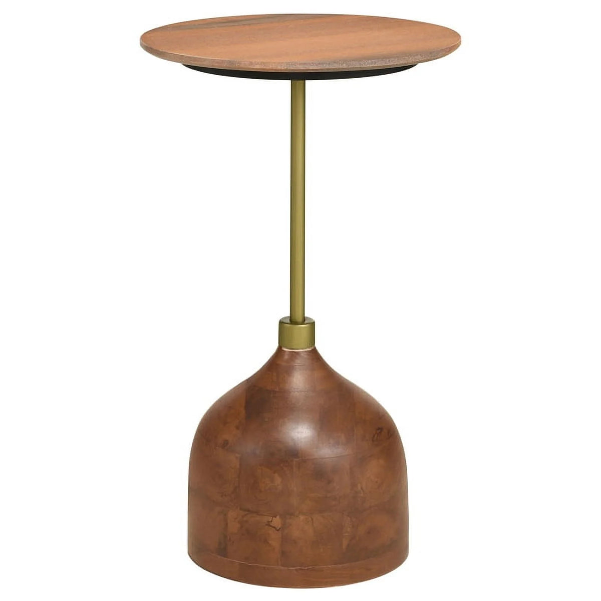 Contemporary Round Marble Top Side Table in Peach and Brown R4831