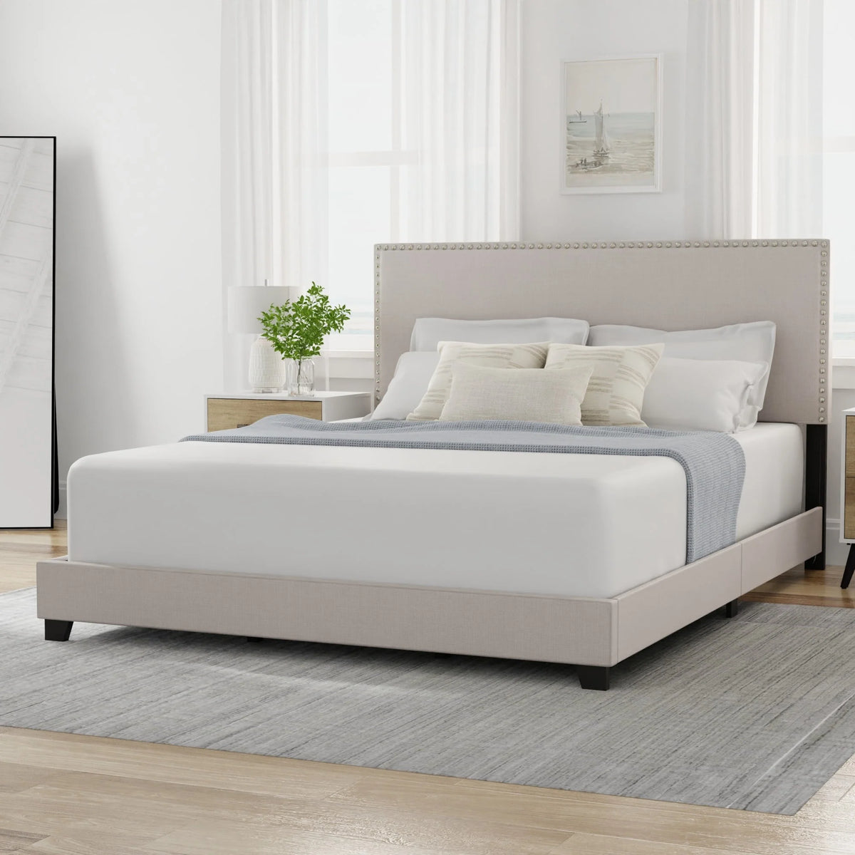 Charcoal Faux Leather Queen Bed D348350
