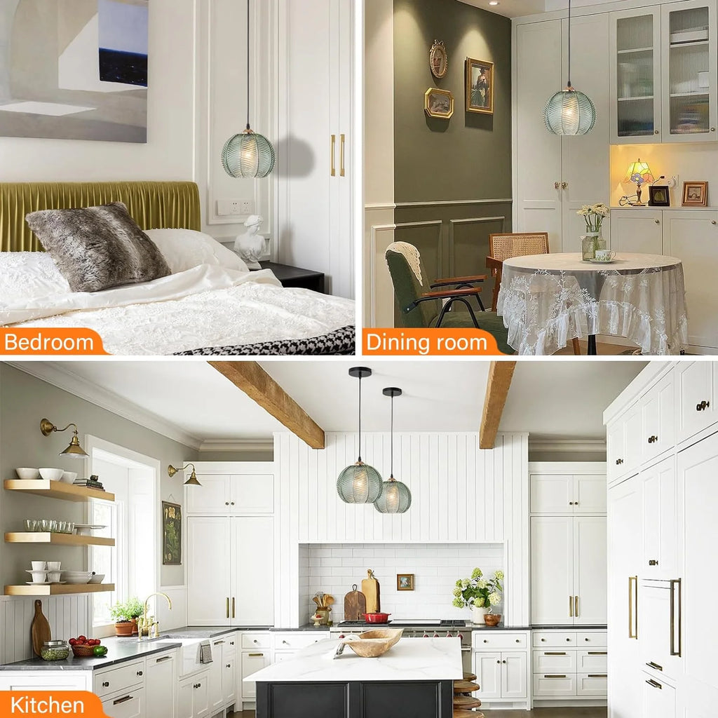 Green Glass Pendant Light Fixtures 2-Pack P956735
