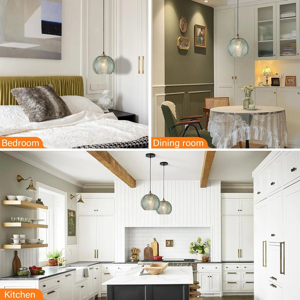 Green Glass Pendant Light Fixtures 2-Pack P956735