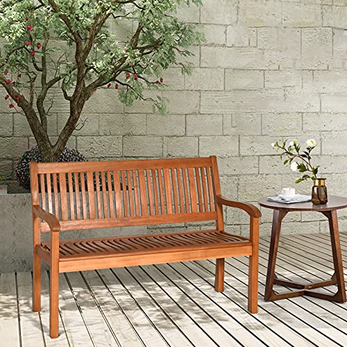 Wooden Bench with Curved Armrest & Backrest F1713