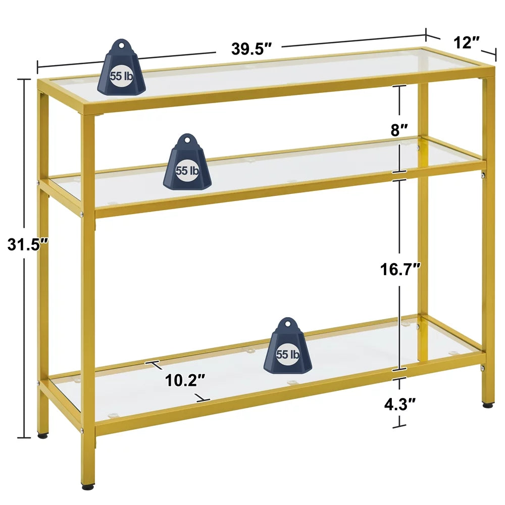 Modern Tempered Glass Console Table with Metal Frame A13581