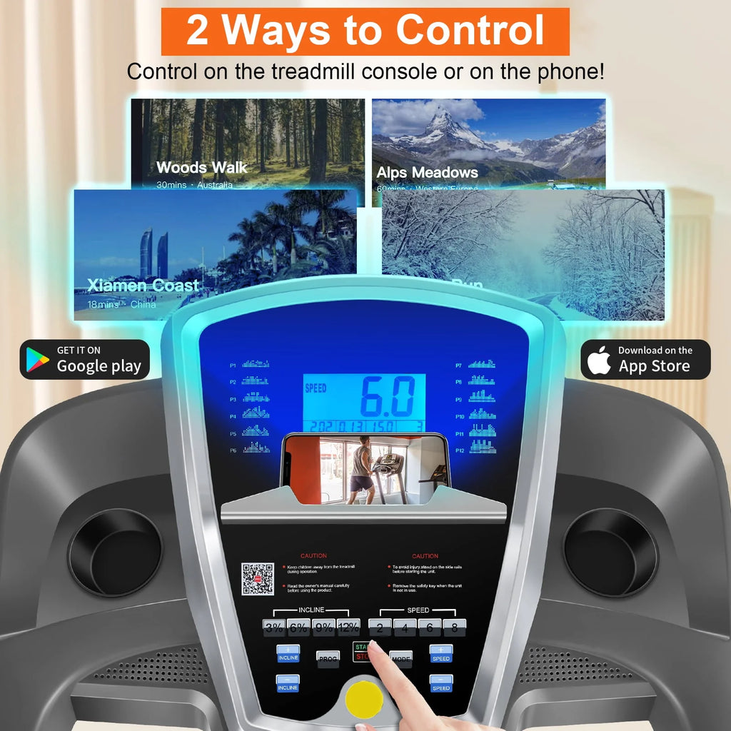 Electric Treadmill with 15-Level Auto Incline H854