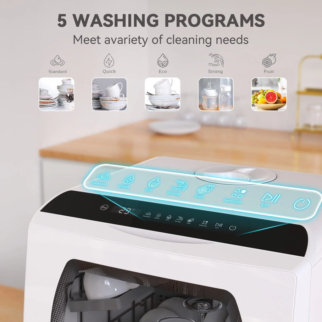 Portable Countertop Dishwasher, 5 Washing Programs, 5L Built-in Water Tank L73657