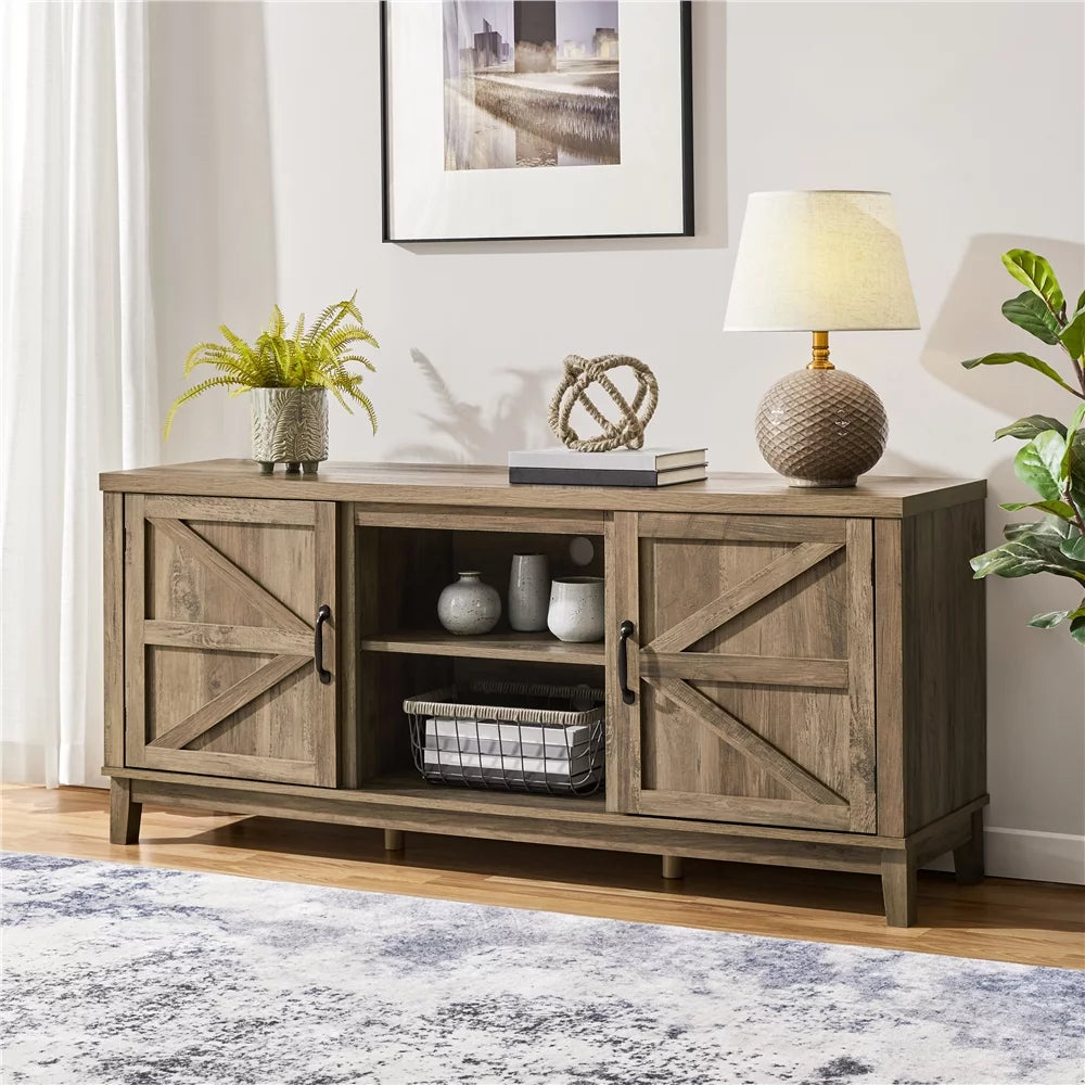 Rustic Oak Storage TV Stand B784