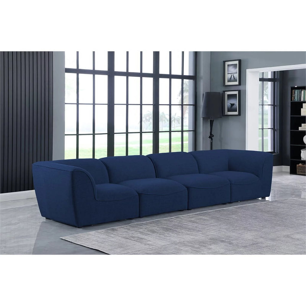 Navy Linen Textured Modular Sofa B12189