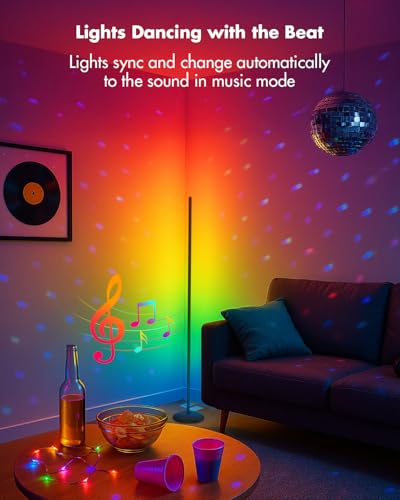 Corner Floor Lamp, Smart RGB LED Color Changing Standing Lamp A77767