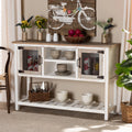 White and Oak Brown Wood 2-Door Sideboard Buffet I910