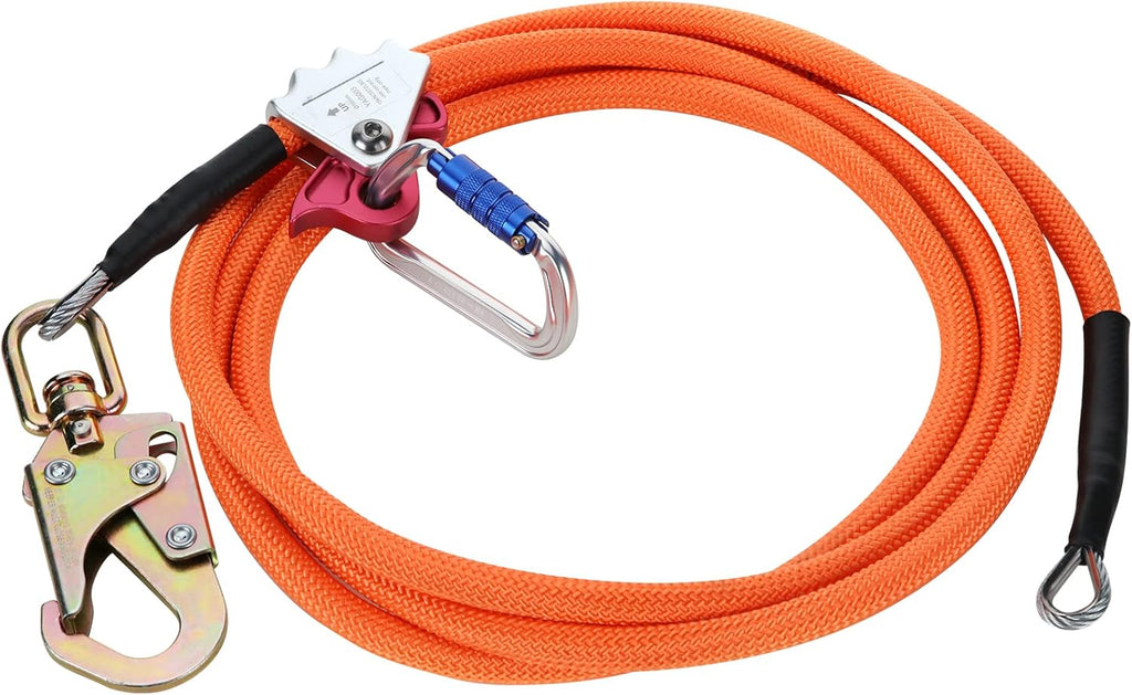 Steel Wire Core Flipline Rope Kit 5/8 x 12 ft with Triple Lock Carabiner Pack of 2 W151