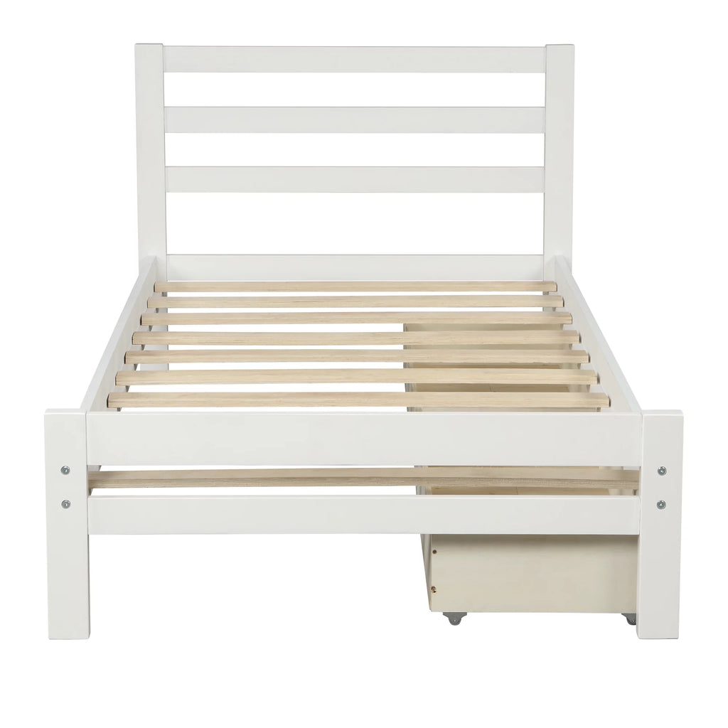 Wood Platform Bed Frame with Drawers and Headboard C155355