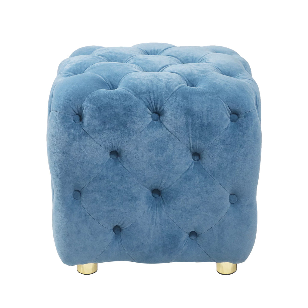 Velvet Tufted Square Ottoman S899