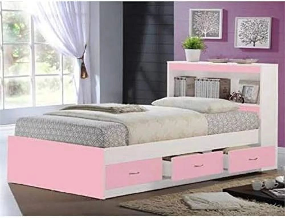 Black Twin-Size Captain Bed with 3 Drawers and Headboard A466690