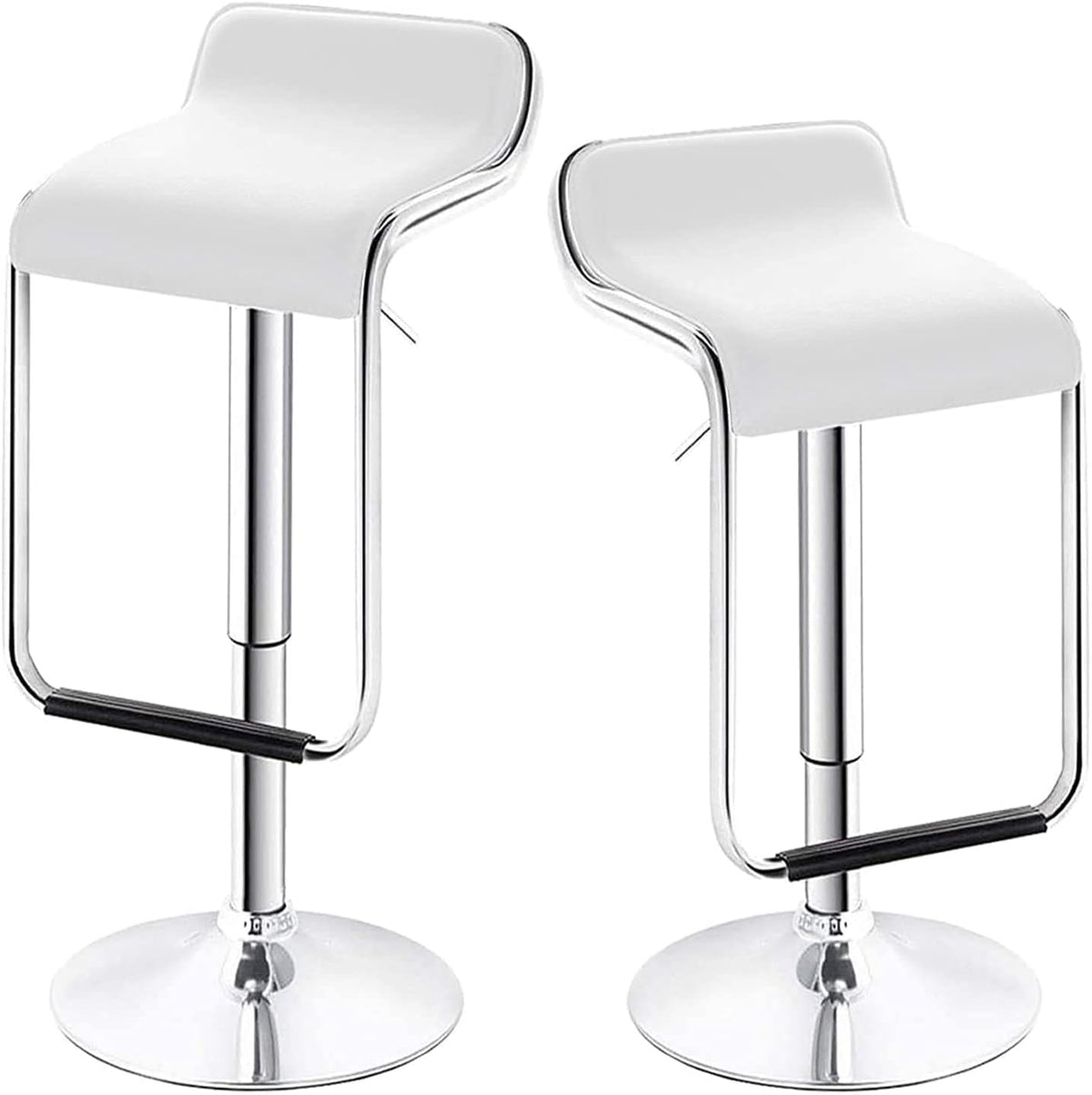 Black Set of 2 Swivel Adjustable Bar Stools with Arms G4200