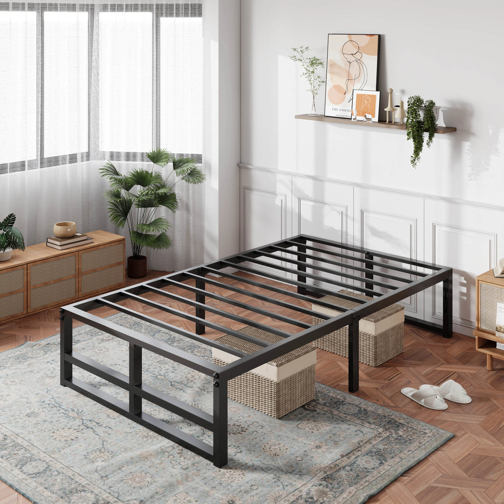 Queen Size Metal Platform Bed Frame with Storage Space H33322