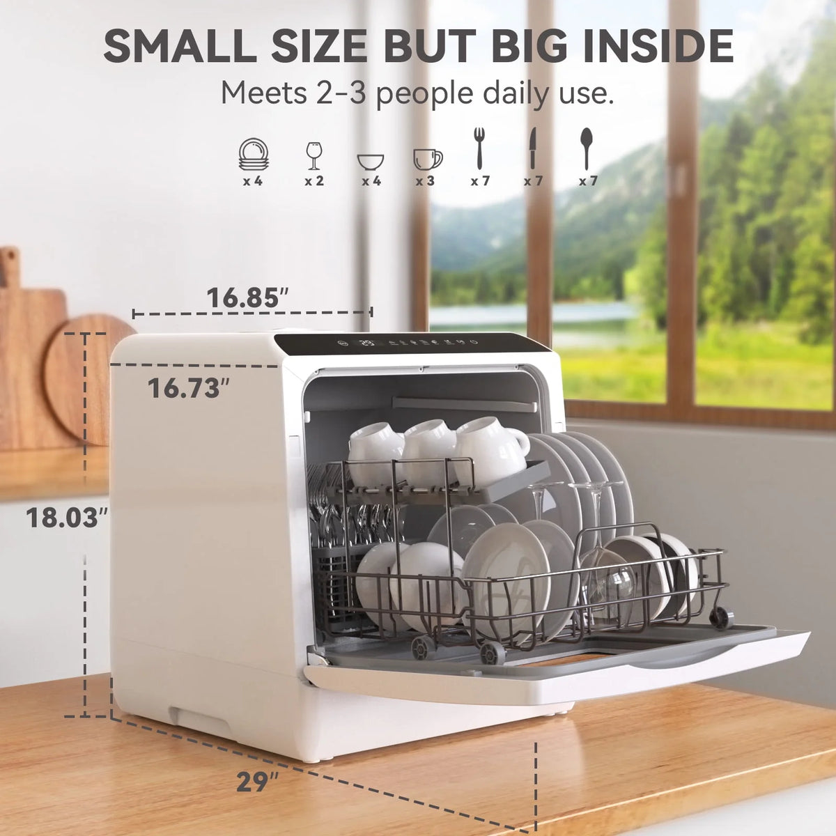 Portable Countertop Dishwasher, 5 Washing Programs, 5L Built-in Water Tank L73657