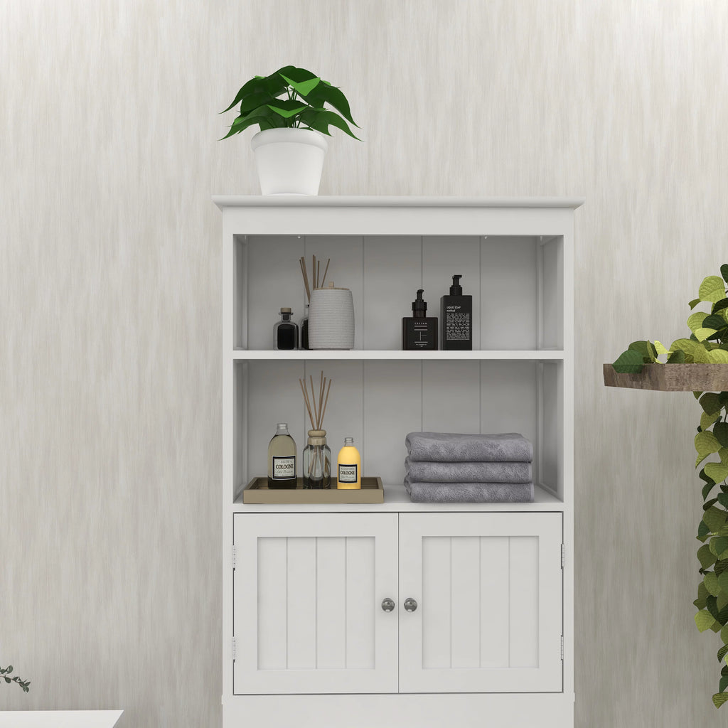 2-Tier Over The Toilet Storage Cabinet with 2 Doors White A71713