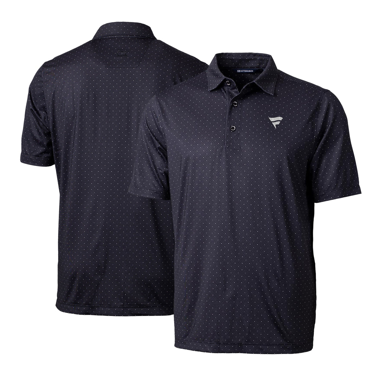 Men's Black Double Dot Print Stretch Polo V430