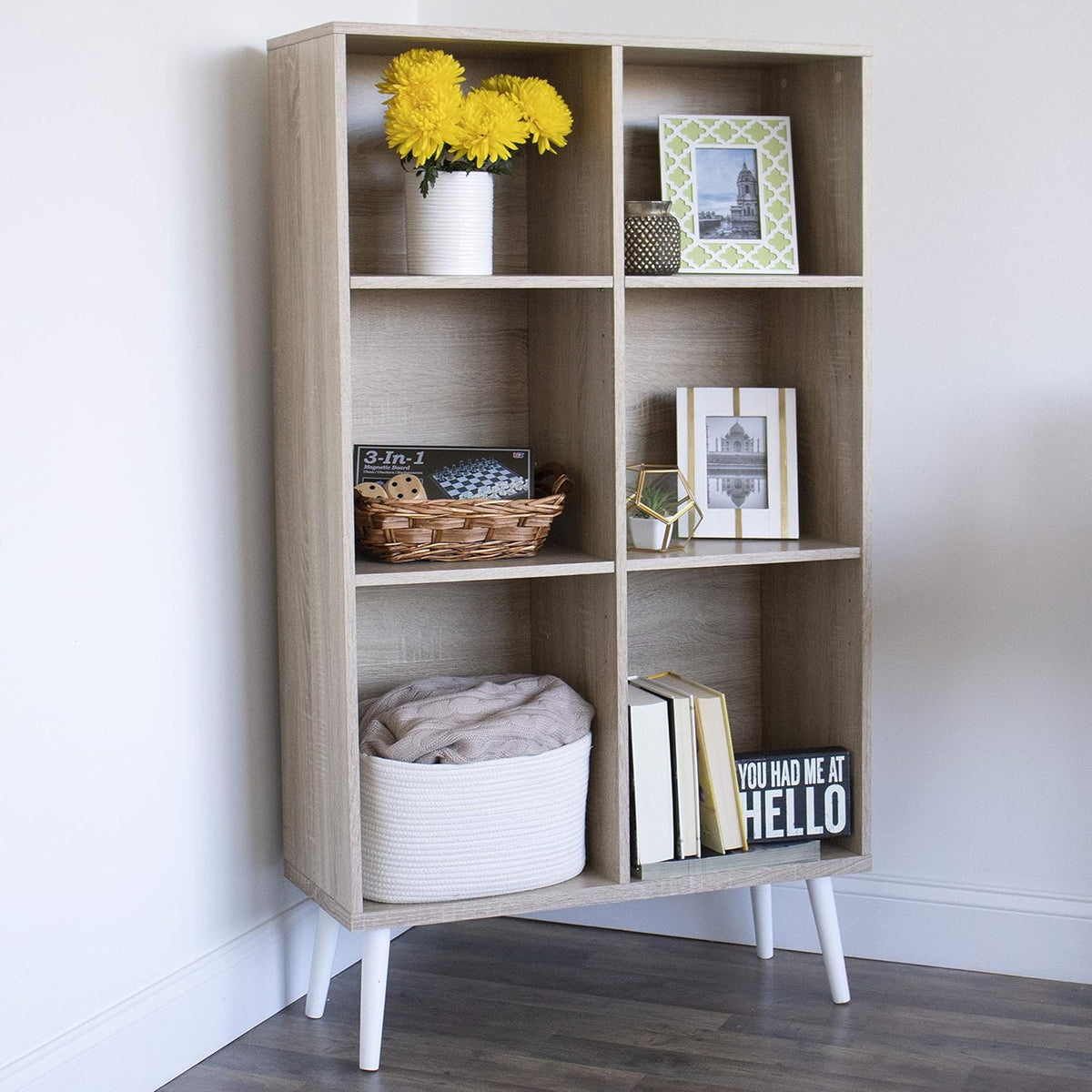 Oak/White Bookcase with Adjustable Shelving M24409