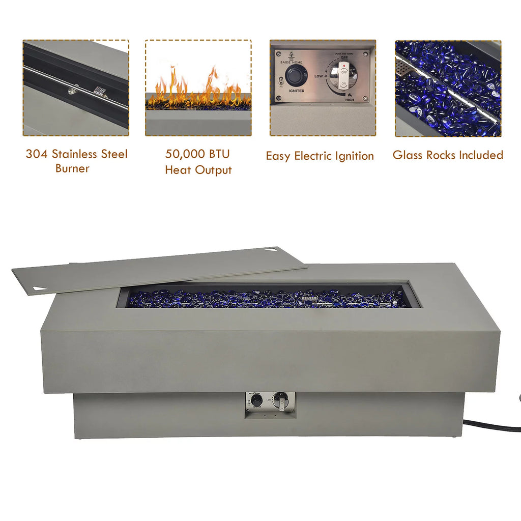 Round 50,000 BTU Gas Fire Pit Table with Lid P9801