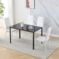 Grey Tempered Glass Dining Table Set with 2 White Faux Leather Chairs R579