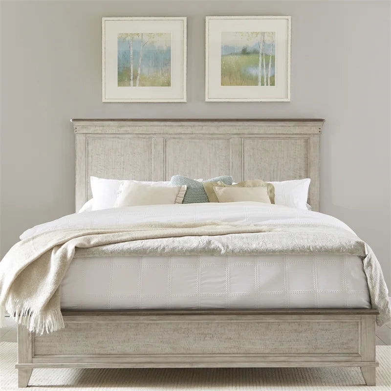 Queen Panel Bed in Weathered Linen R1289