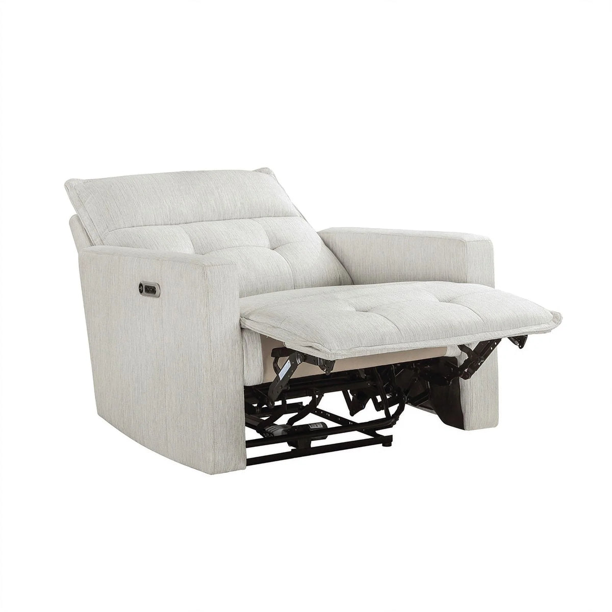White Fabric Power Reclining Chair with Power Headrest G28516