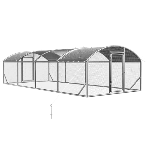 9x25.3x6.4 FT Walk-in Chicken Coop with PE Cover Z5923