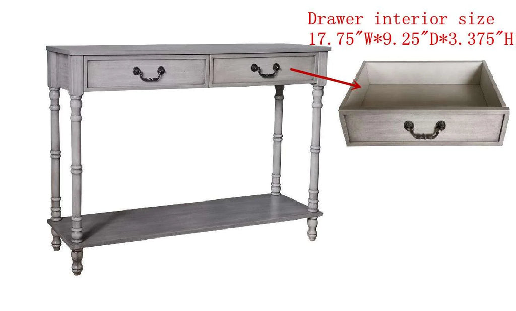 Washed Oak 2 Drawer Console Table with Shelf Z890814