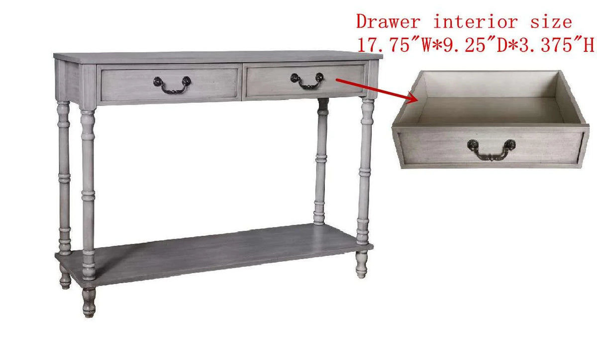 Washed Oak 2 Drawer Console Table with Shelf Z890814