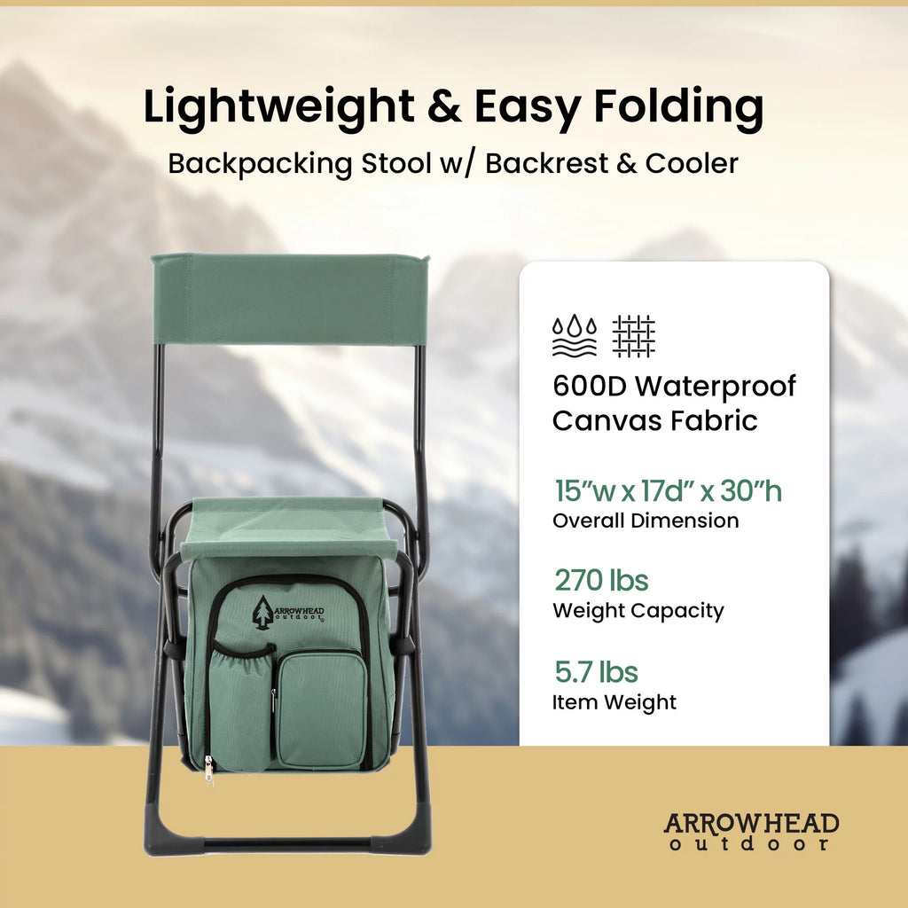 Compact 3-in-1 Fishing Chair with Cooler, Forest Green C219724