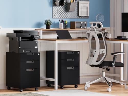 Black 3 Drawer Metal File Cabinet with Lock E302447