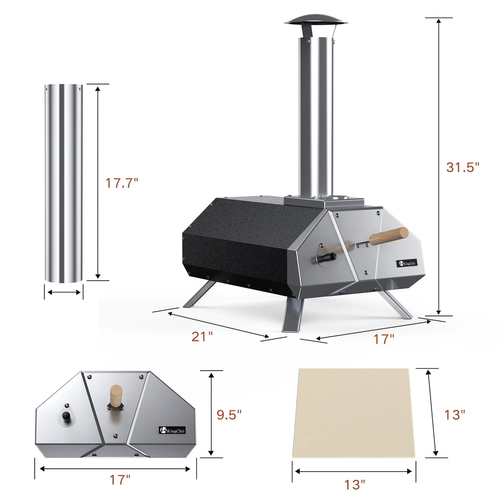 13 Wood Pellet Stainless Steel Pizza Oven with Foldable Legs S219