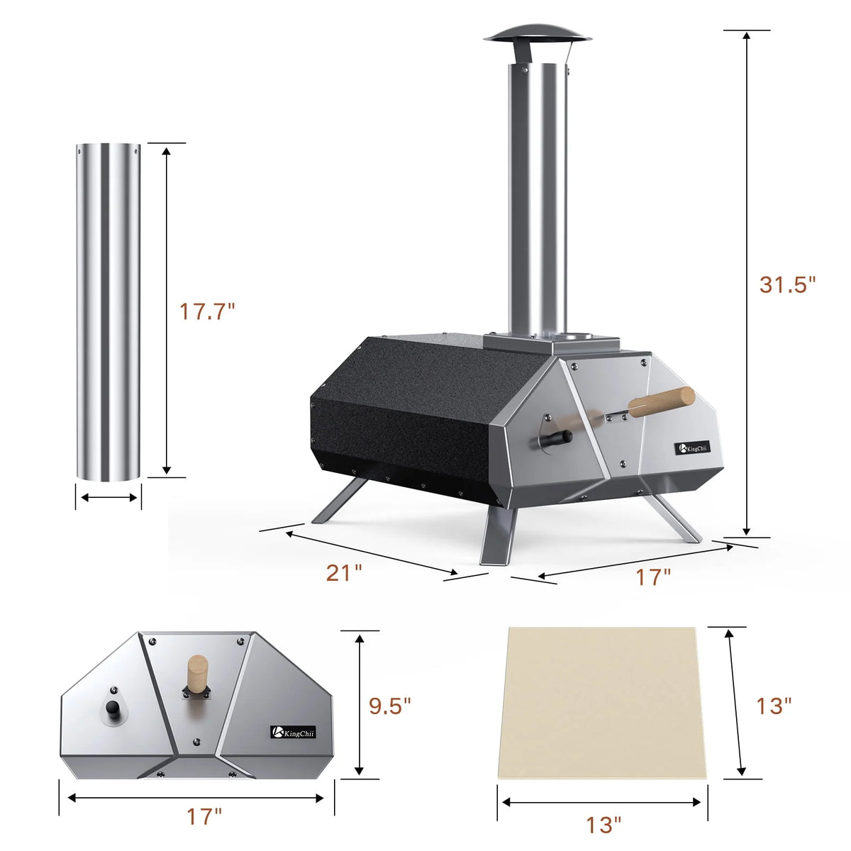13 Wood Pellet Stainless Steel Pizza Oven with Foldable Legs S219