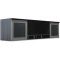 Gray Steel Laminate Hutch with Frosted Glass Doors I8434