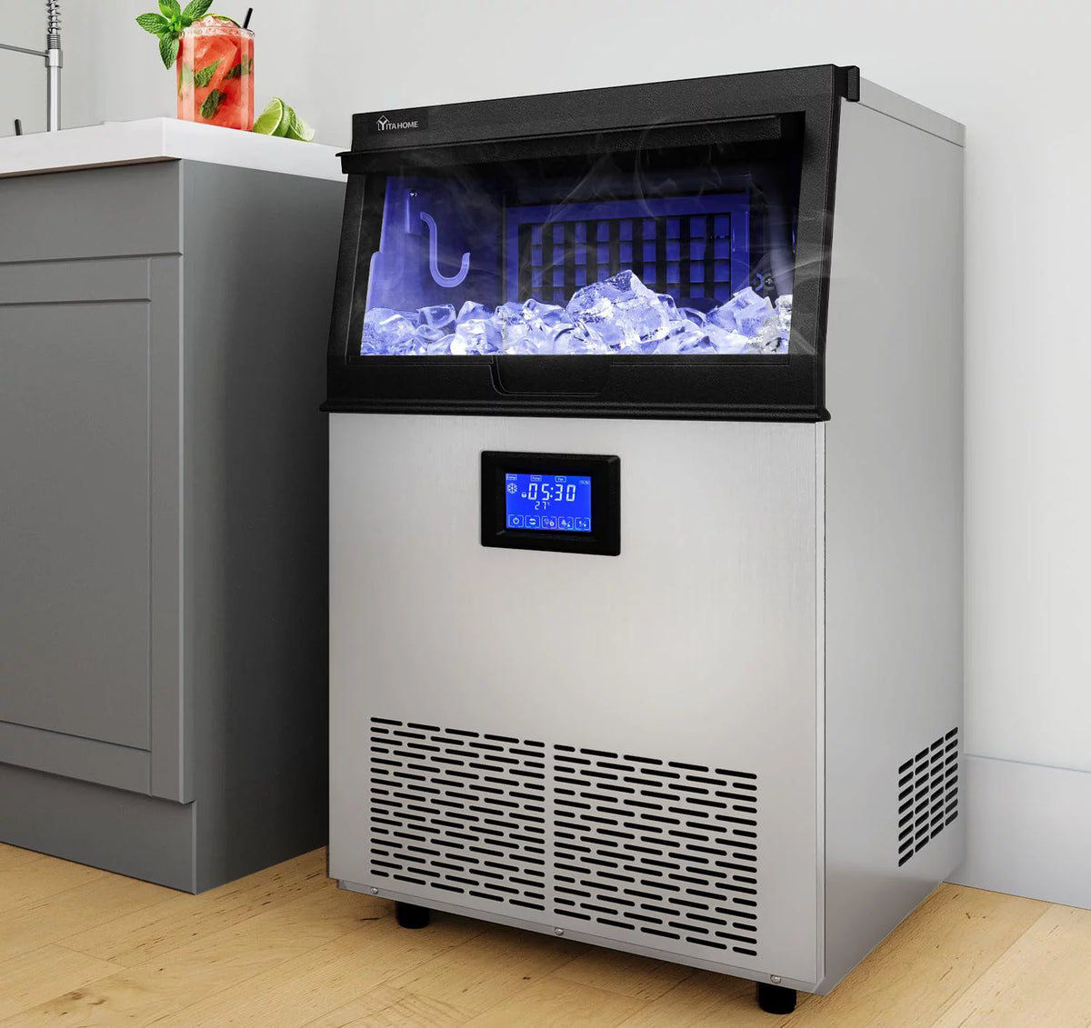Commercial Ice Machine with 33LBS Storage Bin G801