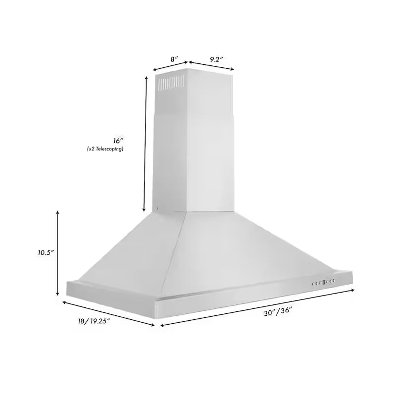 30 in. 400 CFM Convertible Wall Mount Range Hood with 2 Charcoal Filters X9099