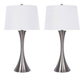 Brushed Nickel Table Lamps with White Linen Shades, 2-Pack C7382