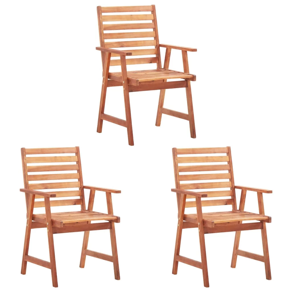 3 pcs Acacia Wood Patio Dining Chairs with Cushions I735831