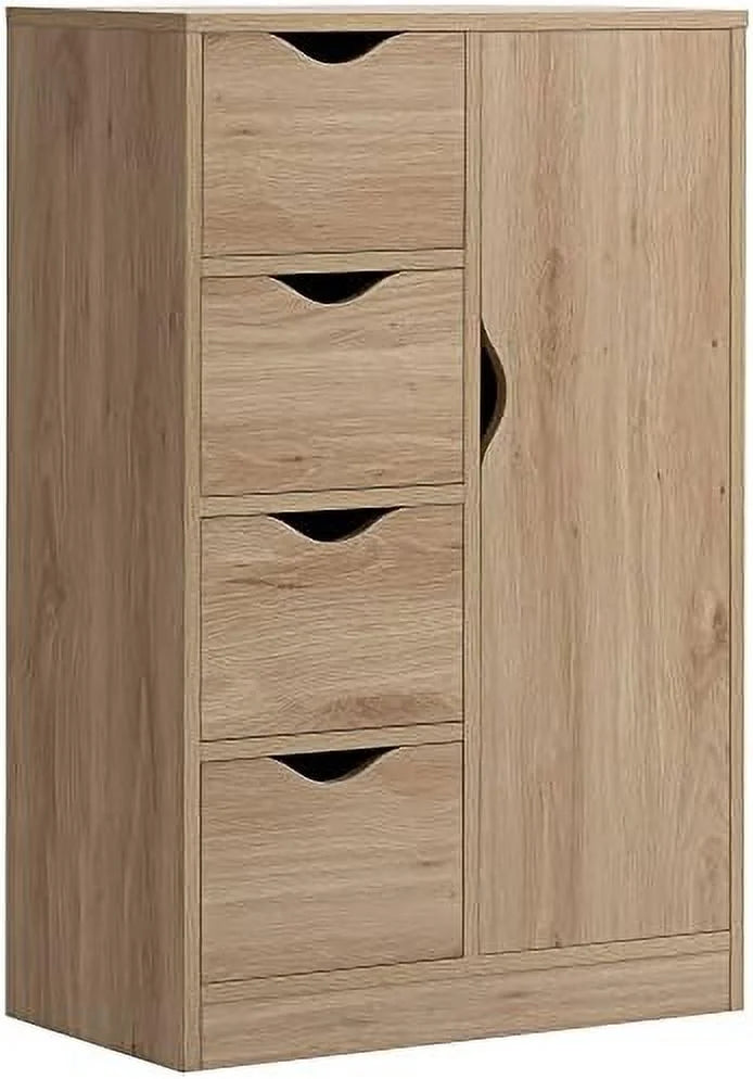 Oak 4 Drawer Bathroom Floor Cabinet I1977