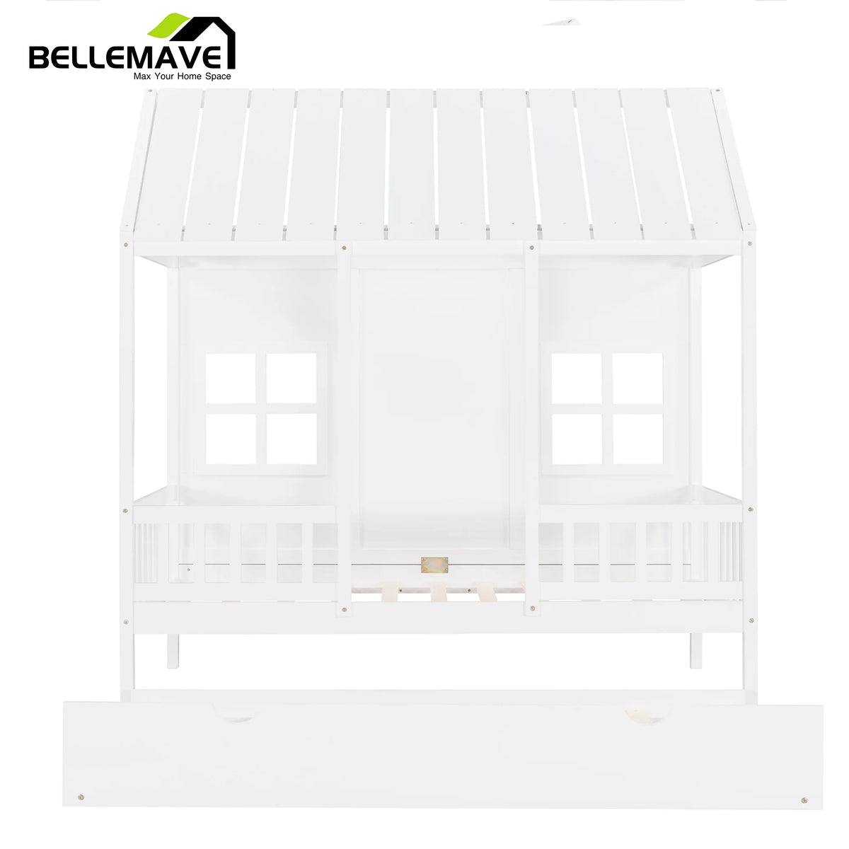 White Twin Size Wood House Daybed with Trundle O691