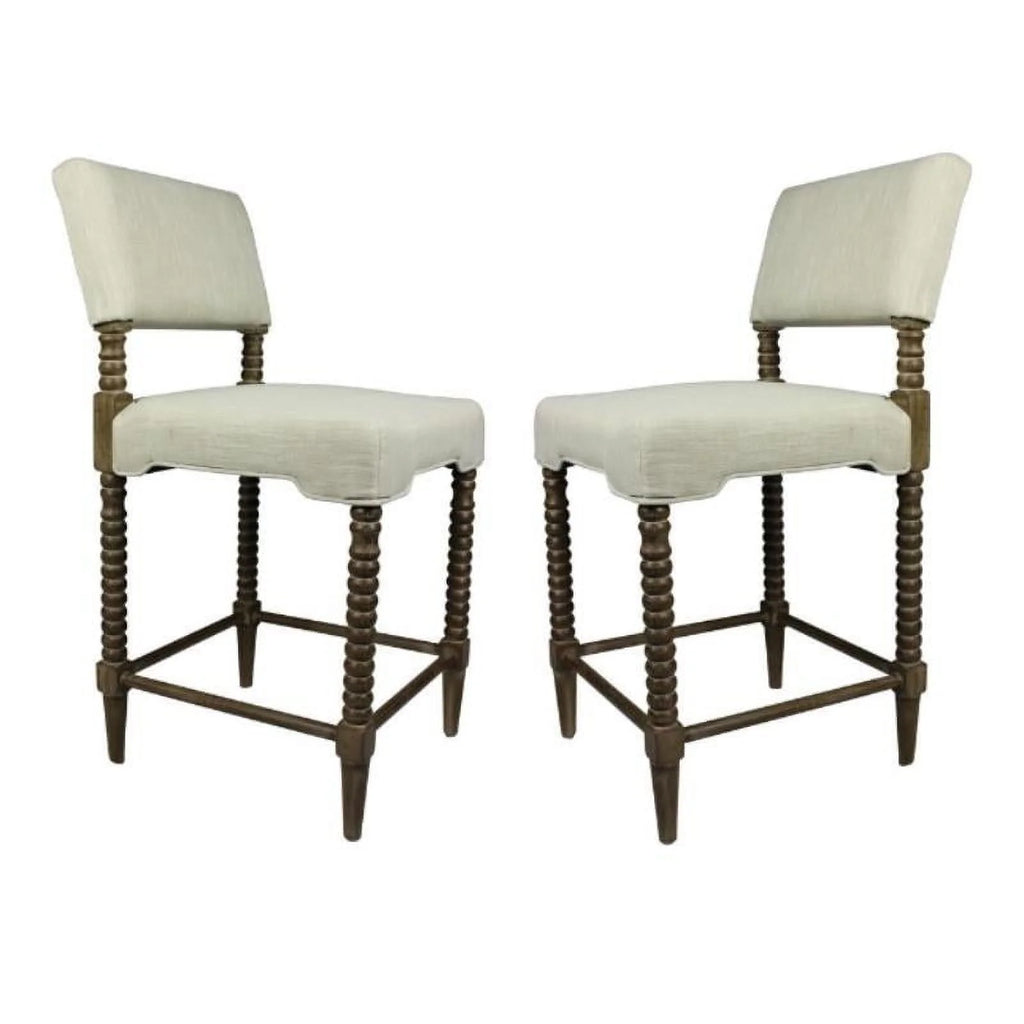 41" Fabric & Wood Counter Stool Set of 2 K598049