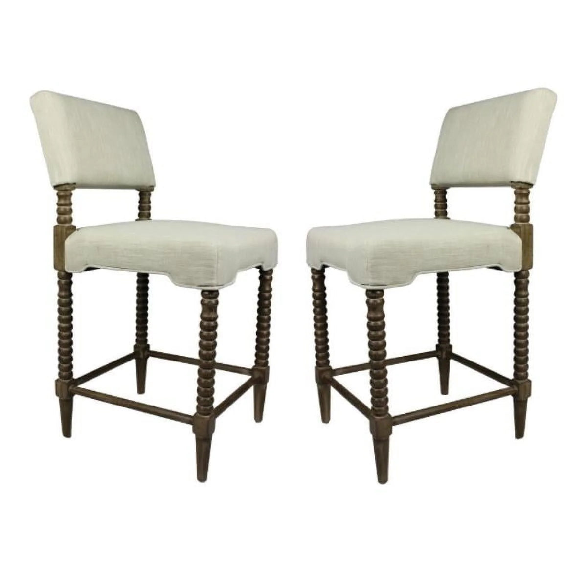 41" Fabric & Wood Counter Stool Set of 2 K598049