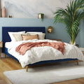 Ivory Velvet Queen Upholstered Bed with Headboard Z1391