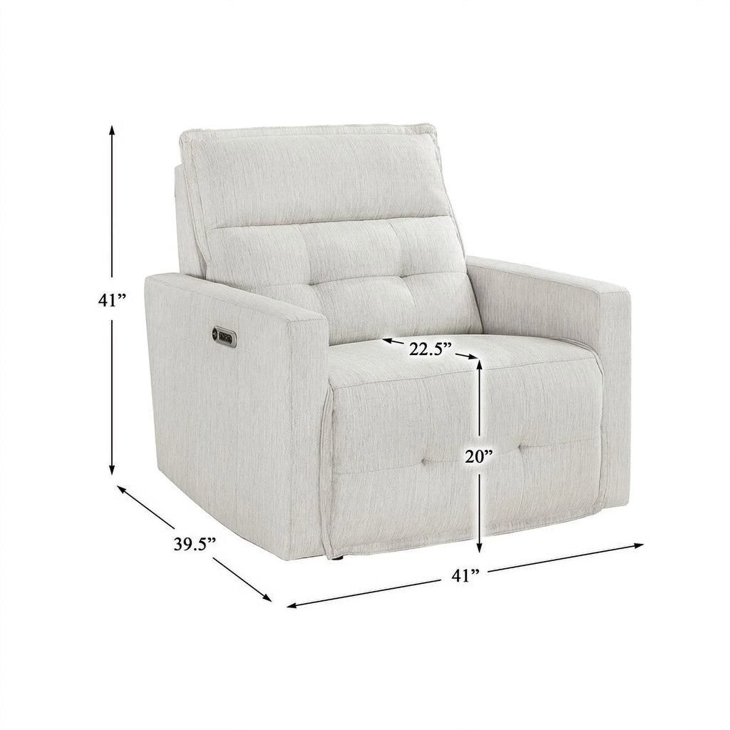 White Fabric Power Reclining Chair with Power Headrest G28516