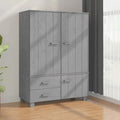 Dark Gray Solid Wood Pine Wardrobe W386834