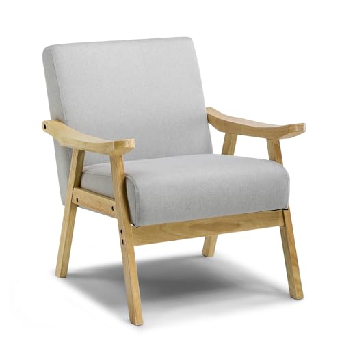 Mid Century Upholstered Accent Chair with Solid Wood Armrest L2103